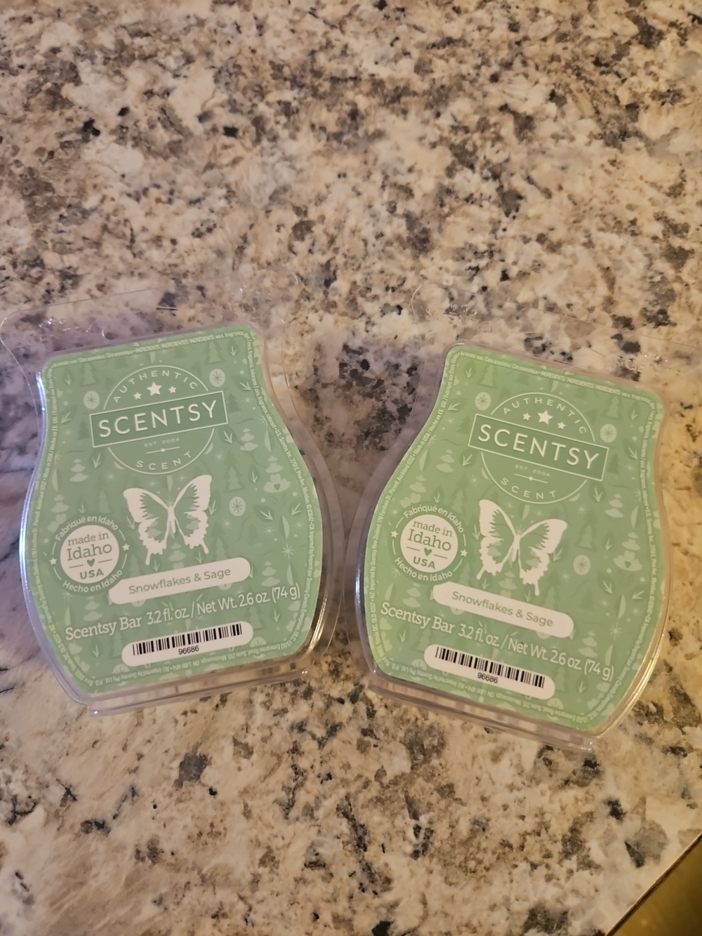Scentsy Snowflakes & Sage Wax Bars - Light Green (2-Pack)